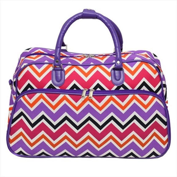 21 in. New Age ZigZag Carry-On Shoulder Tote Duffel Bag, Purple Trim