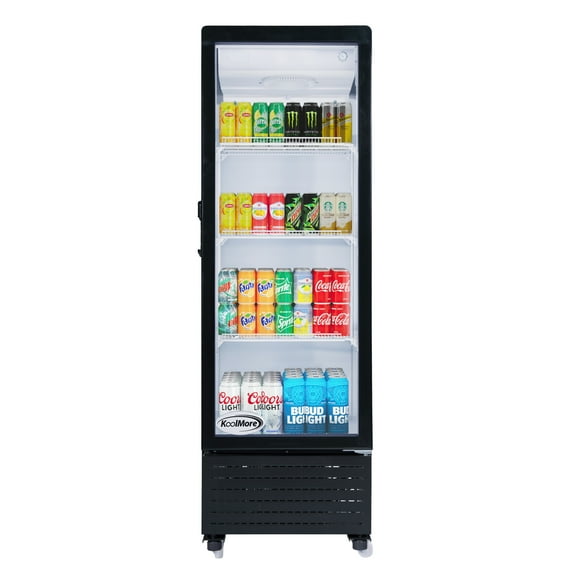 21 in. One Glass Door Commercial Display Merchandiser Refrigerator Cooler in Black, ETL Listed, 8 cu. ft. (KM-MDR-1GD-8C)