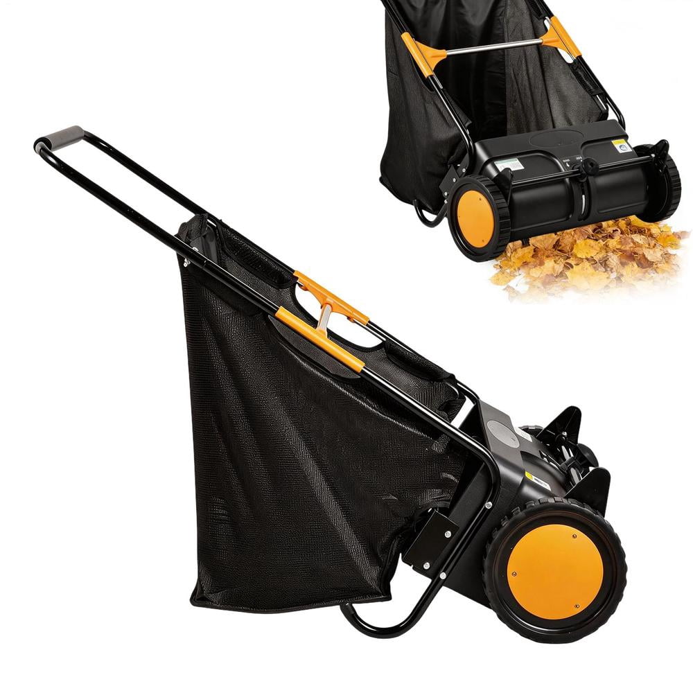 21 in Push Lawn Sweeper, 3.53 Cu.Ft. Large Capacity Leaf Collector with 2 Spinning Brushes, Adjustable Height for Yard, Garden, and Patio