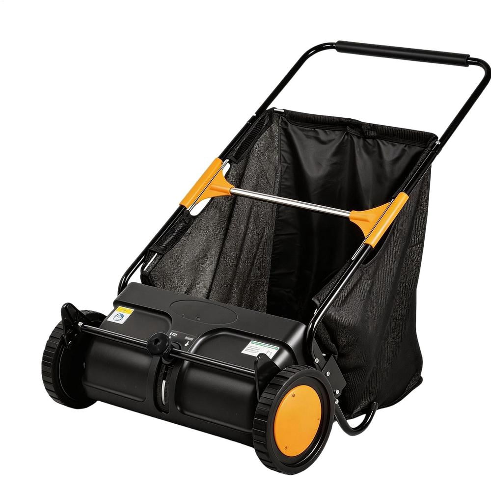 21 in Push Lawn Sweeper, Walk-Behind Leaf & Grass Collector with Large Hopper Bag and Height Adjustment for Lawn Cleanup