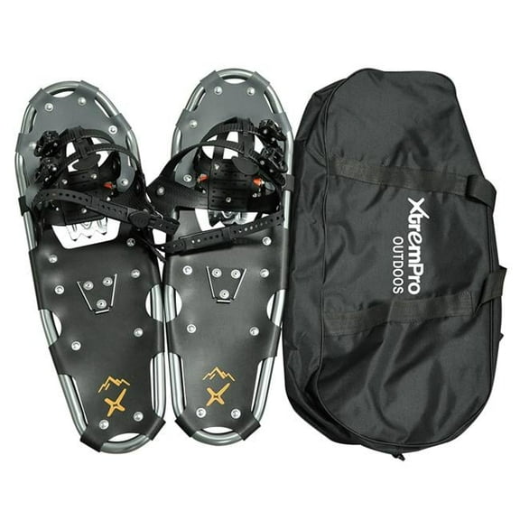21 in. Terrain Lightweight Ergonomic Aluminum Alloy Snowshoes & Backpack with 13 Point Crampons, Silver