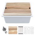thumbnail image 1 of 21 in. Undermount Single Bowl Workstation Kitchen Sink in White Quartz Composite Round Corner with Bottom Grid, 1 of 11