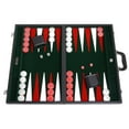 thumbnail image 1 of 21-inch Leatherette Backgammon Set - Inlaid Velvet Field - Black/Green, 1 of 1