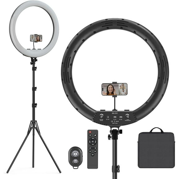 21 inch Ring Light with Stand Outer 55W 5600k Dimmable LED Light, Tripod Stand,and Phone HolderRemote Controller,Carrying Bag CRI 97+ 2540lux, for Streaming Home Office Zoom Call Lighting