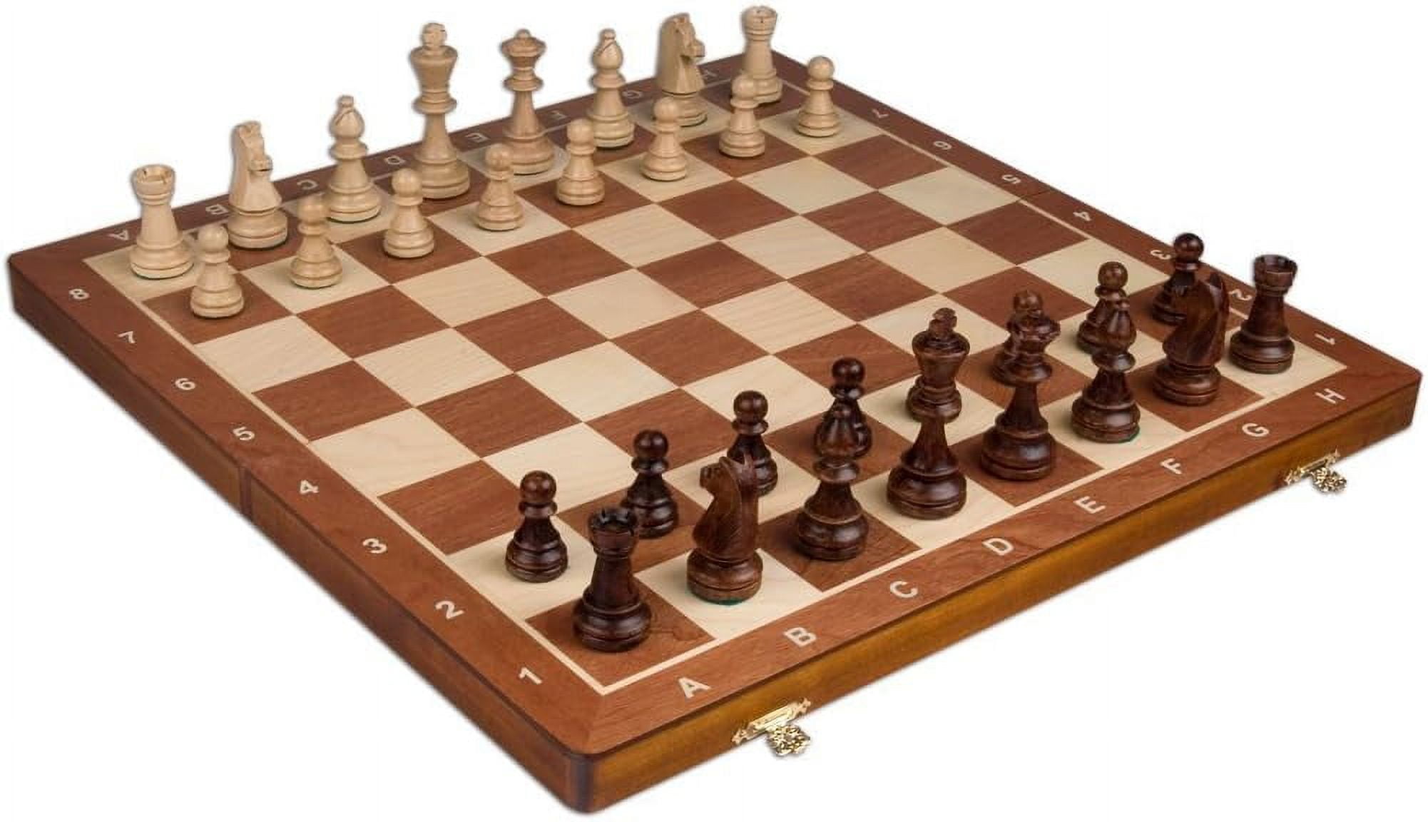 21 inch Tournament Ready Staunton Wooden Travel Folding Chess Set with Interior Storage