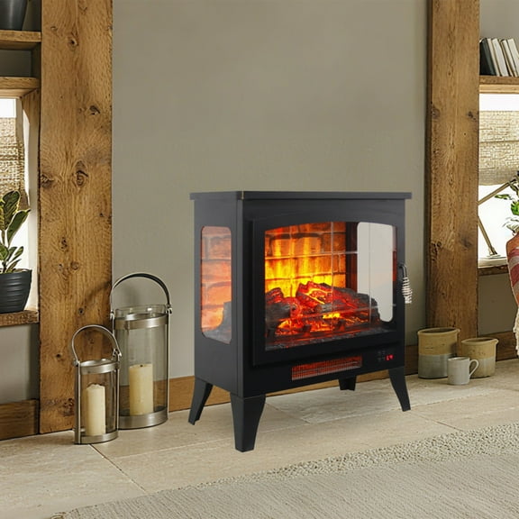 21 inchThree-sided Freestanding Electric Fireplace Stove heater with 3D Flame effect with remote control