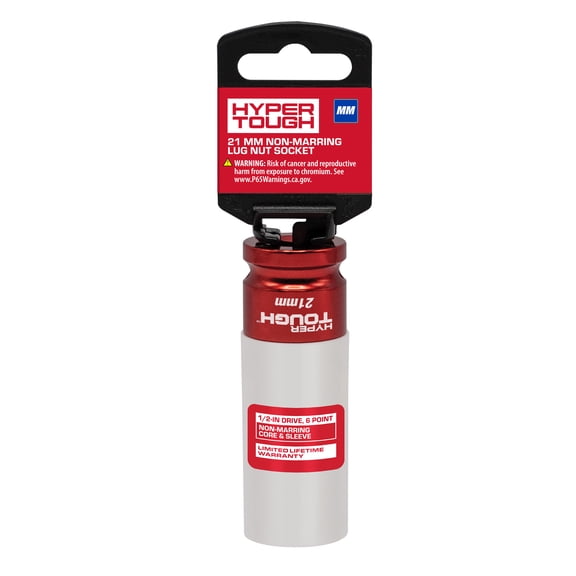 Non-Marring Lug Nut Socket, 21 Millimeter, 1/2-Inch Drive