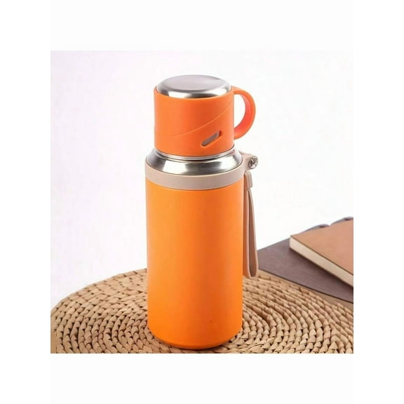 21 oz Insulated Water Bottle, 316 Stainless Steel Vacuum Thermos with Dual-Purpose Lid and Cup, 600ml Hot and Cold Travel Flask for Coffee and Tea, Leakproof Sports Canteen, Silver