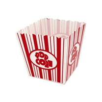 21 oz Mini Popcorn Container, Vintage Red and White Stripes, Fun Movie Theatre Snack Box with Popcorn Print on All Sides, Perfect for Individual Servings, Ideal for Movie Nights and Parties