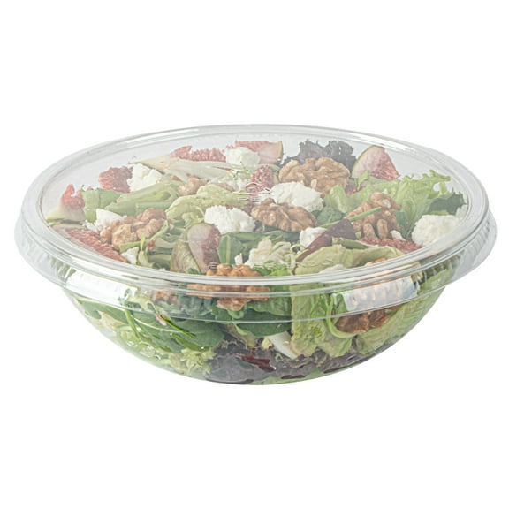 Tamper Tek 21 oz Round White Plastic Salad Bowl - 6 3/4" x 6 3/4" x 2 1/2" - 200 count box