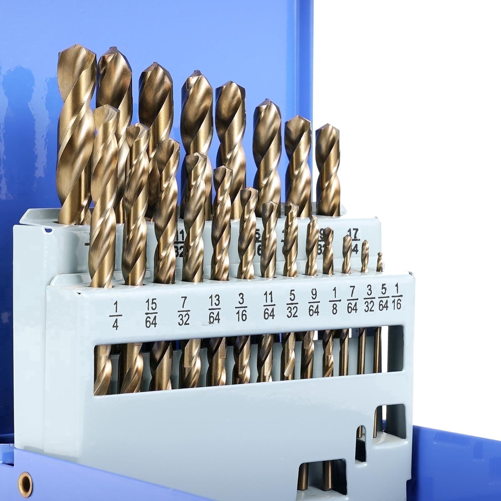 Cobalt Drill Bit Set for Metal and Hardened Steel, 21Pcs M35 HSSTwist Jobber Metal Drill Bits 1/16"-3/8", with Index Storage Box