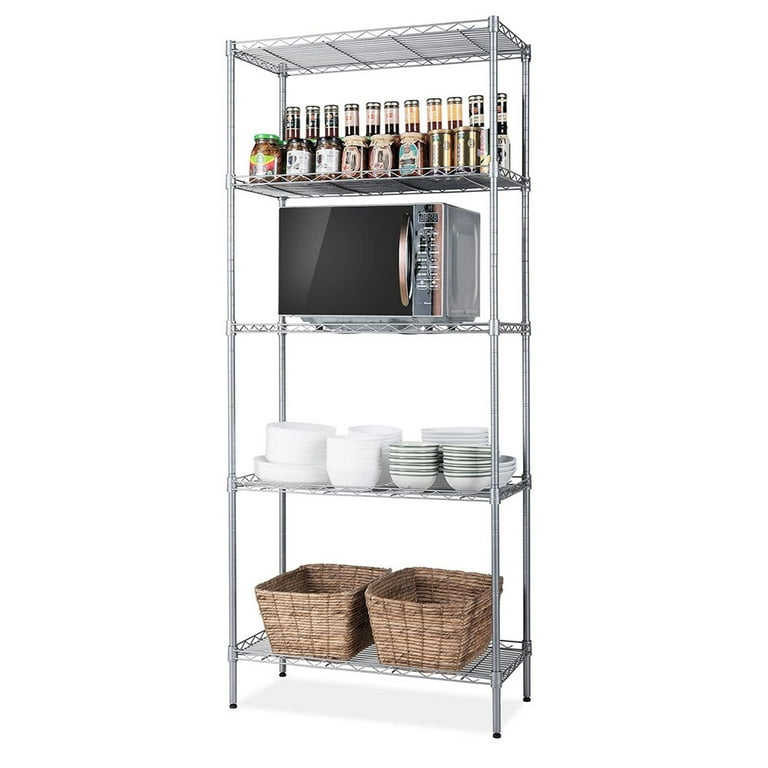 21 x 11 x 59 5 Shelf Metal Storage Rack, SEGMART Heavy Duty Wire  Storage Shelf for Kitchen, Sturdy Bakers Rack for Holding Books Pots Pans  Stand Mixers Microwaves Dishes Bowls , Q0559 