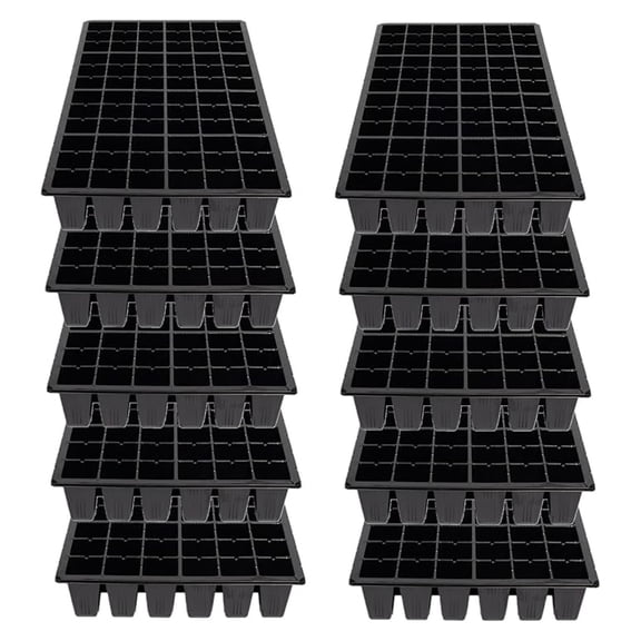 21" x 11" Heavy Duty 72-Cell Square Insert Tray, Black, 2.5" (Pack of 10) - Ideal for Greenhouses or Indoor Gardening - Holds Up to 72 Different Seeds
