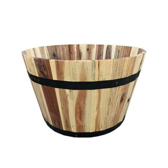 21 x 12 in. Wood Barrel Wood Planter
