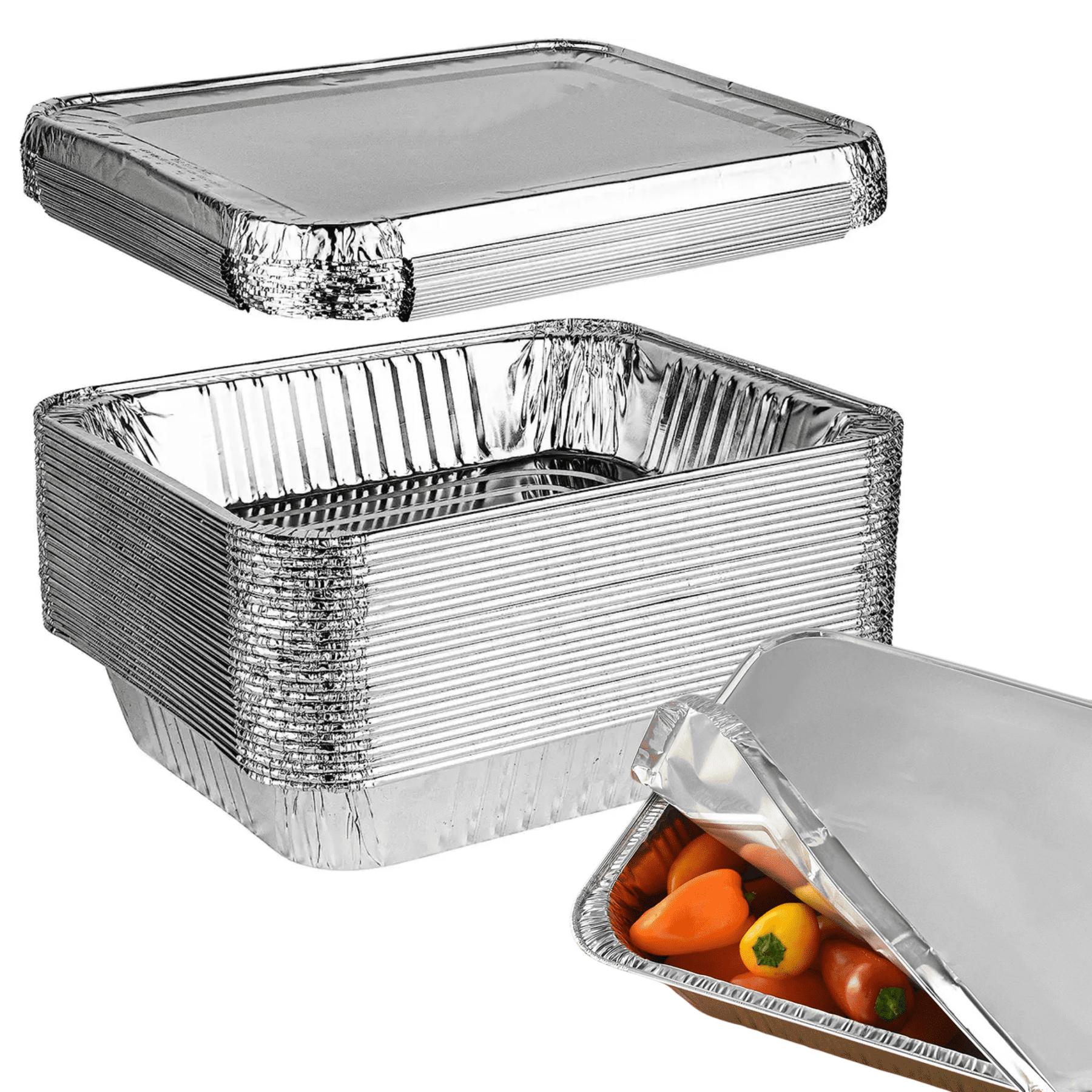 21" x 13 ” Aluminum Foil Pans With Lids (20 Pack), FullSize Deep Steam Pan and Oven Buffet