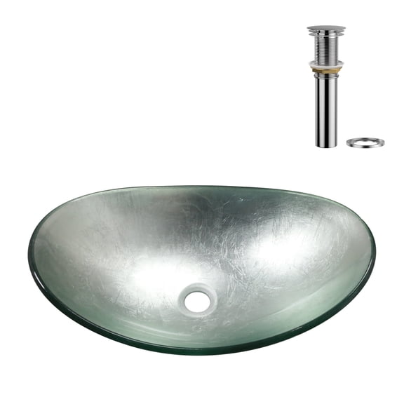 21" x 13" Tempered Green Basin Oval Above Counter Vessel Bathroom Sink/Lavatory Vanity Bowl Basin