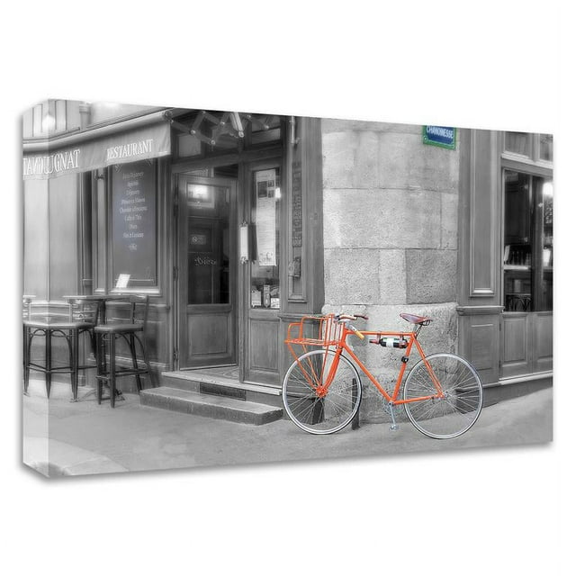 21" x 14" Orange Bicyclette by Alan Blaustein - Print on Canvas Fabric White