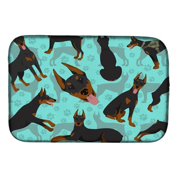 21 x 14 in. Blue Doberman Pinscher Dish Drying Mat