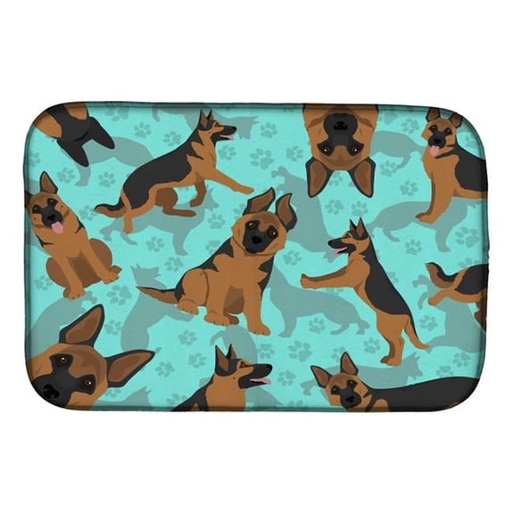 21 x 14 in. Blue German Shepherd Dish Drying Mat