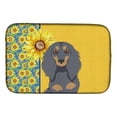 thumbnail image 1 of 21 x 14 in. Summer Sunflowers Longhair Blue & Tan Dachshund Dish Drying Mat, 1 of 1