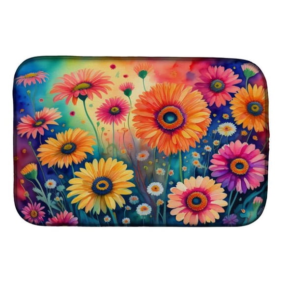 21 x 14 in. Unisex Gerbera Daisies in Color Dish Drying Mat