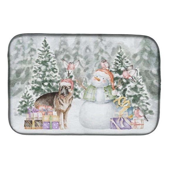 21 x 14 in. Unisex German Shepherd with Christmas Presents Dish Drying Mat, Multi Color