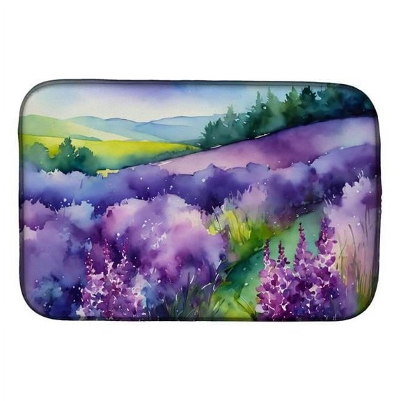 21 x 14 in. Unisex Hampshire Purple Lilac in Watercolor Dish Drying Mat