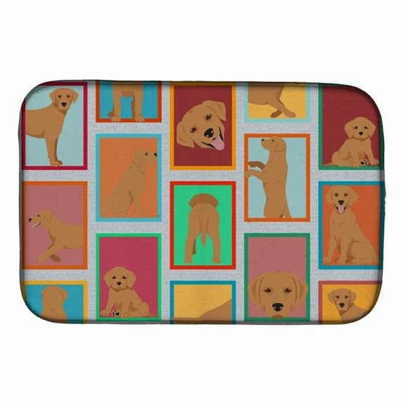 21 x 14 in. Unisex Lots of Red Fox Labrador Retriever Dish Drying Mat