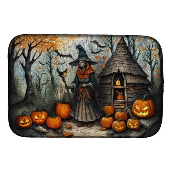 21 x 14 in. Unisex Slavic Witch Spooky Halloween Dish Drying Mat