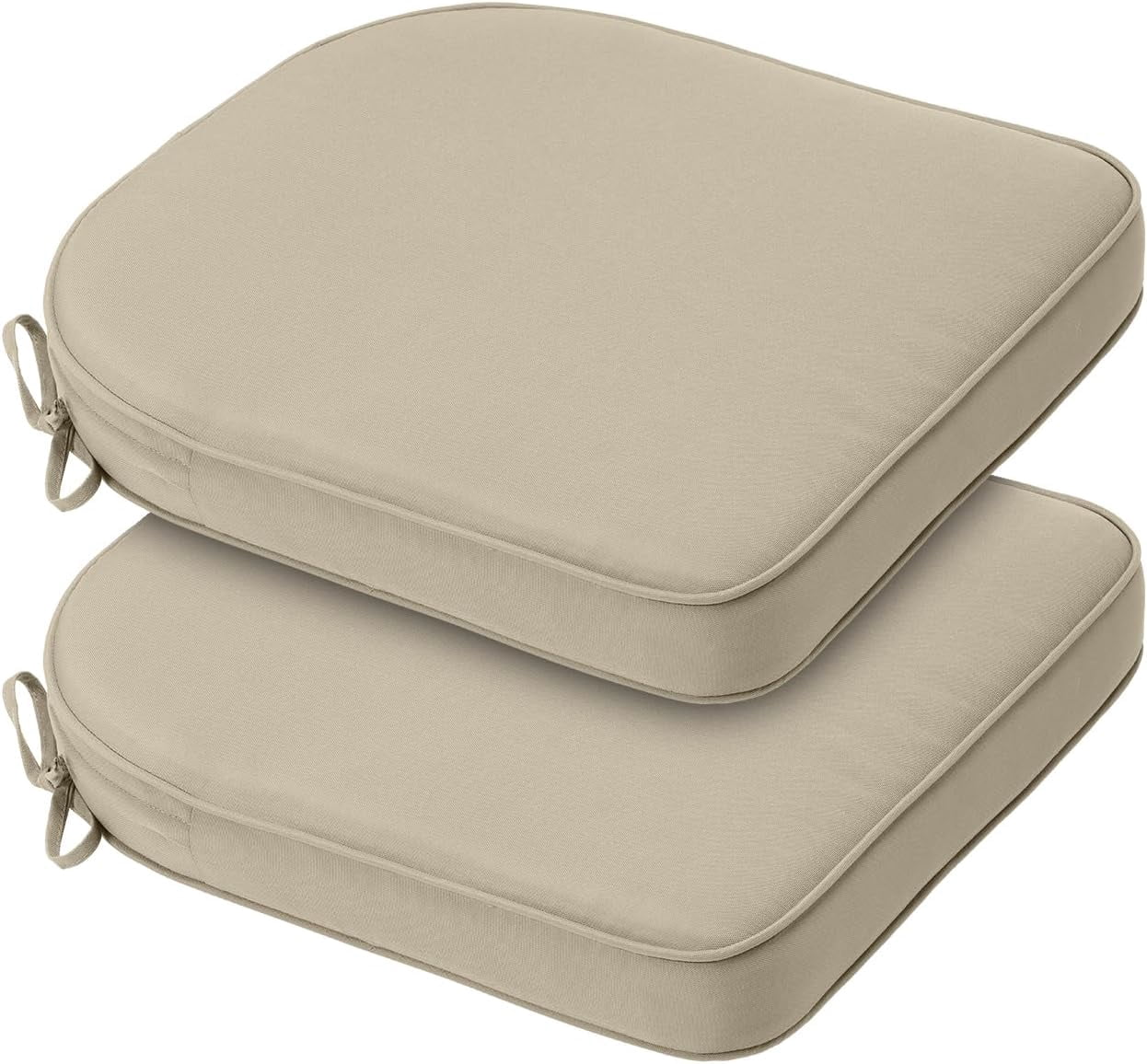 21 x 21 Inch Outdoor Chair Cushion Set of 2, Fade-Resistant and Water-Resistant Solution-Dyed Polyester Fabric Patio Chair Cushions with Straps for Outdoor/Indoor Dining Chairs
