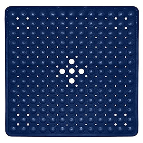 21 x 21 inch Square Non-Slip Shower Mat – Anti-Slip Shower Mats for Inside Shower – Secure Grip for Shower Stall Floors – Quick-Dry with Drain Holes (21x21 Navy Blue)