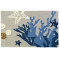 thumbnail image 1 of 21 x 34 in. Tranquil Coral & Starfish Hand Hooked Area Rug, 1 of 1