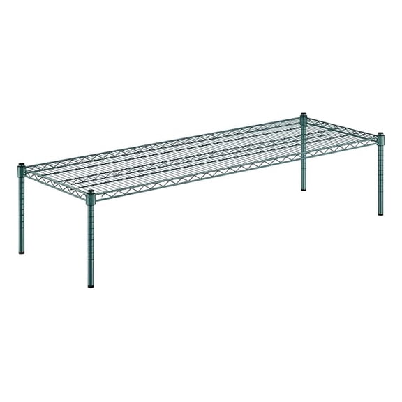 21" x 60" x 14" Green Epoxy Wire Storage Shelf, Dunnage Rack, 1 Tier Small Shelf