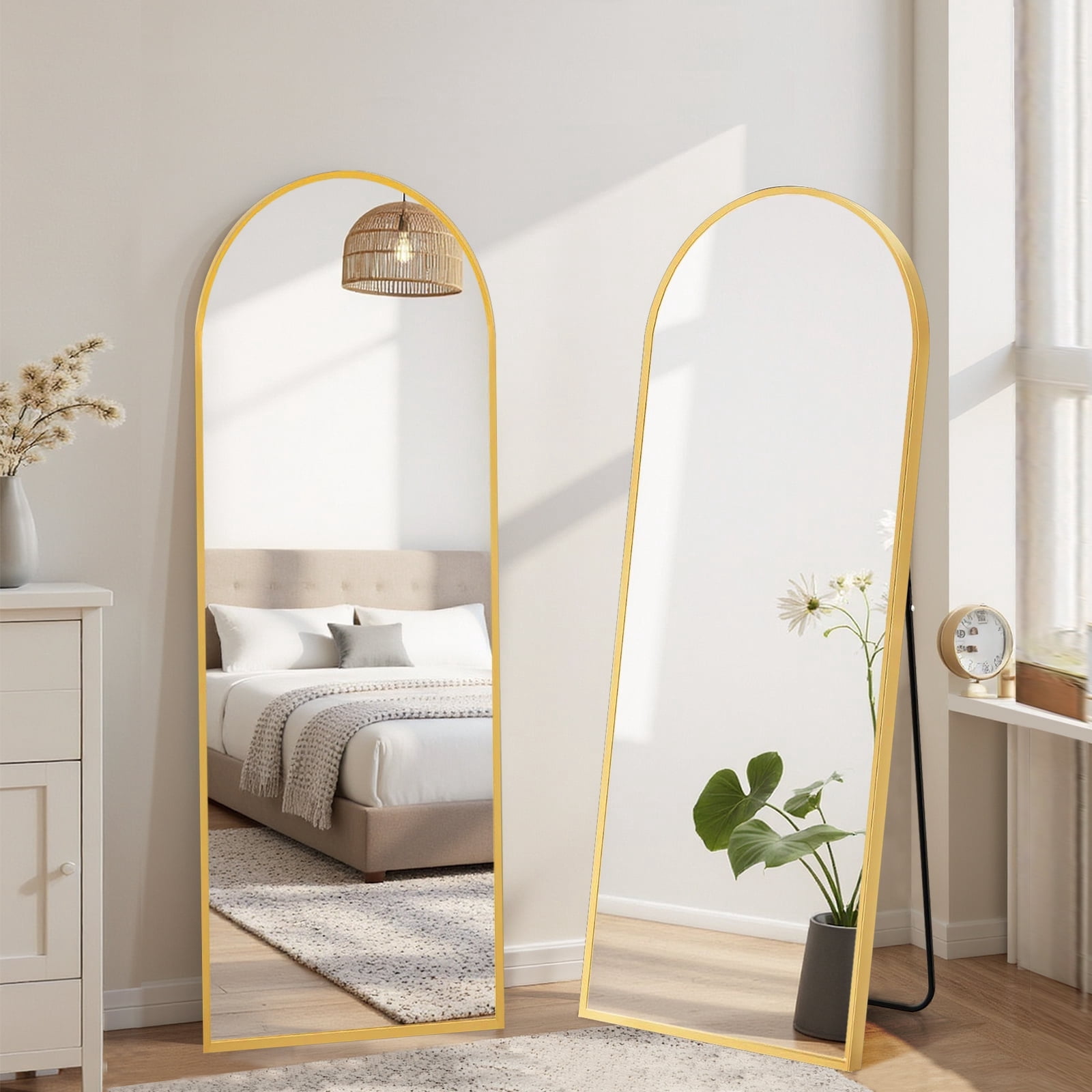 21" x 64" Arched Full Length Mirror Full Body Mirror Floor Mirror Standing Hanging or Leaning Wall,Gold