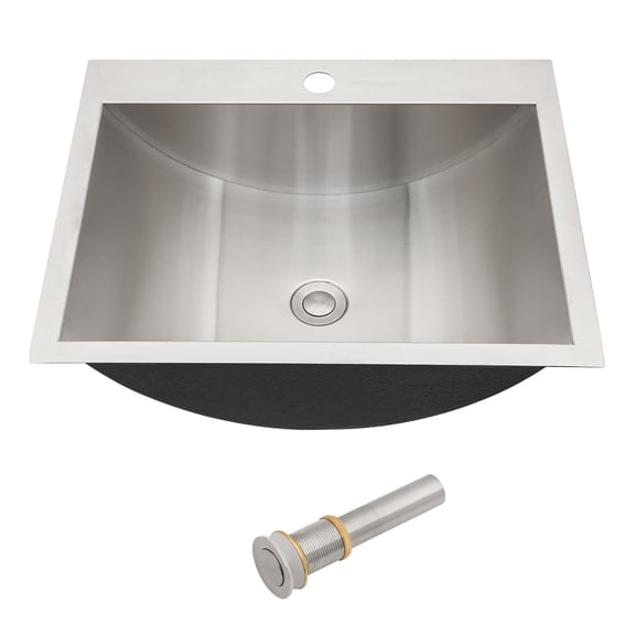 21"x17" Rectangular Drop - in Bathroom Sink | Pop - Up Drain for Convenient Use | Nano - Coated SUS304 Stainless Steel | Avoids Bacteria Build - up