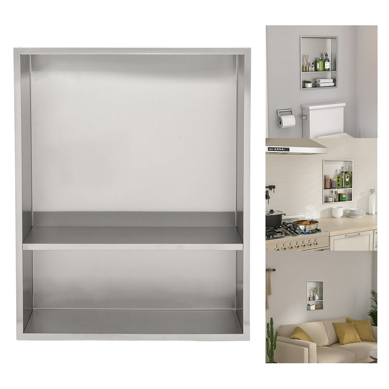 Wall-Mount 17 in. Bathroom Shelf in Brushed Stainless Wall-Mount 17 in. Bathroom Shelf in Brushed Stainless