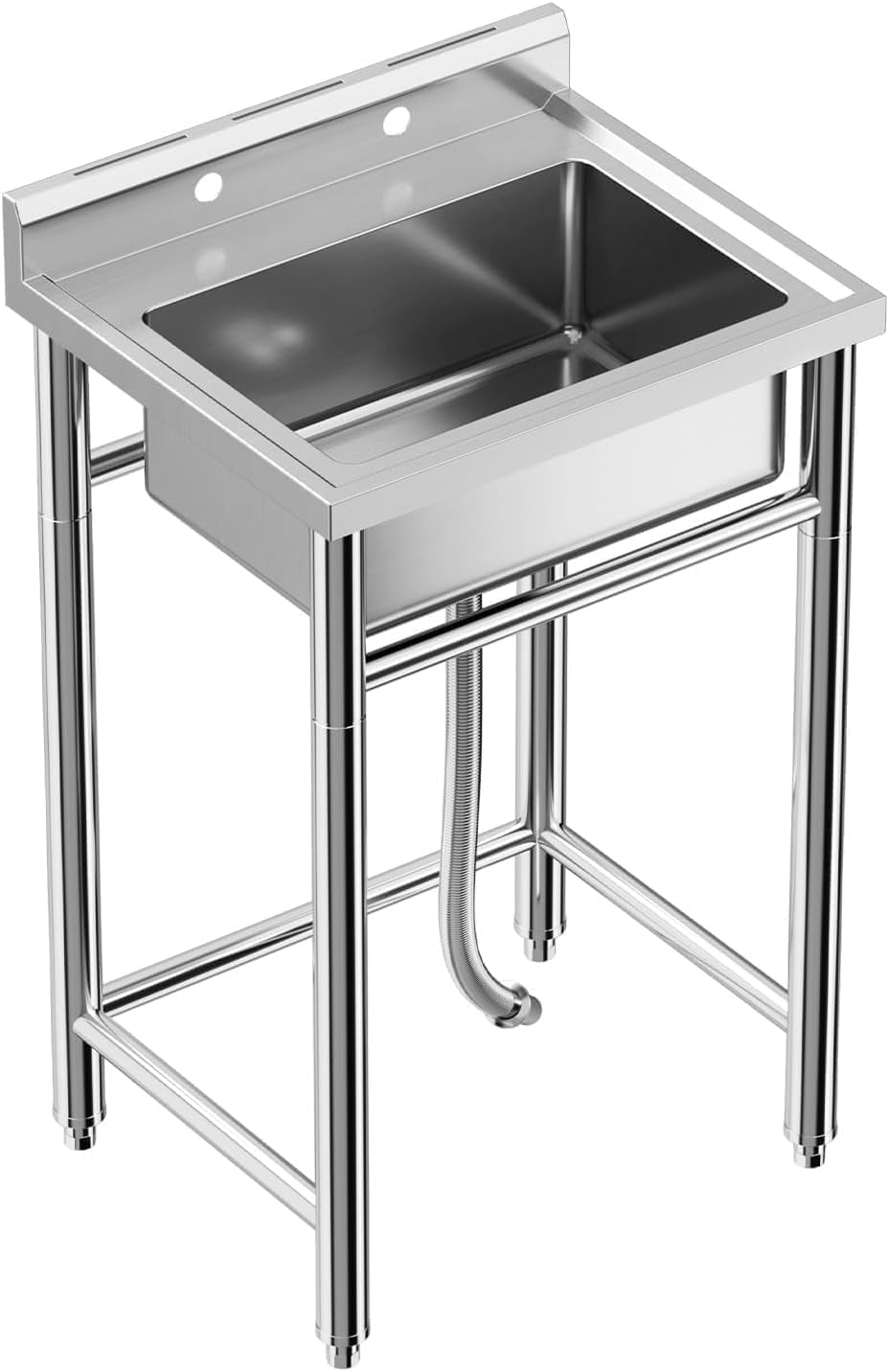 21"x21"x33" Stainless Steel Utility Sink, Freestanding Single Bowl Commercial Sink for Restaurant, Laundry Room, Bathroom, Garage, Garden