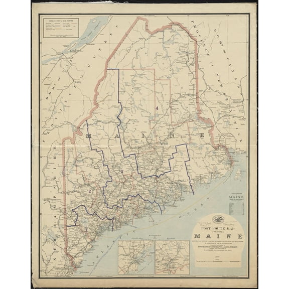 21"x27" Heavyweight Photo Paper Quality Poster: Post route map of the State of Maine showing post offices Zoom into this mapa atUnited State