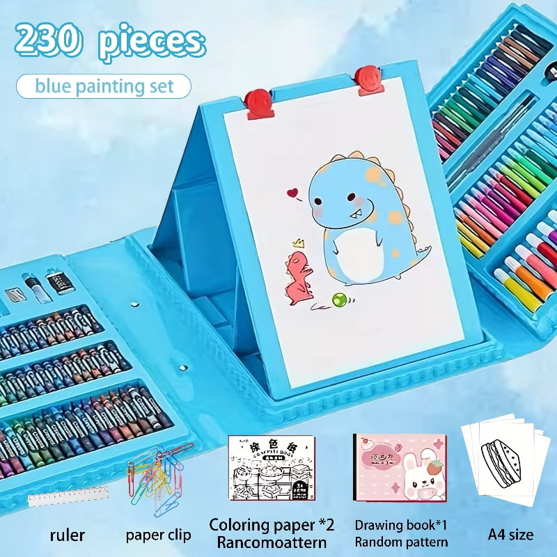 210/230-Piece Art Supplies Set with Drawing Board, All-in-One Drawing Kit with Trifold Easel, Colored Pencils, Crayons & Oil Pastels