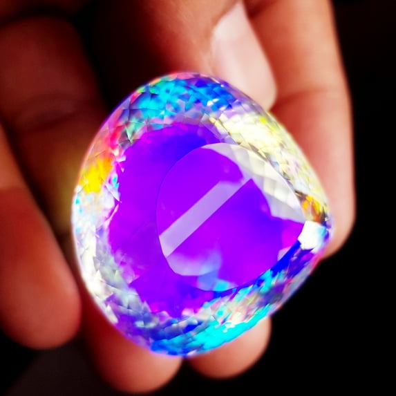 210 CT Synthetic lab-Created Mystic Opal Heart Shape Lab Grown Pendent Size Multi-Color Mystic Opal Loose Gemstone