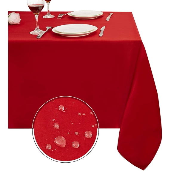 210 GSM Waterproof Rectangle Red Tablecloth, Holiday Party Table Cover ...