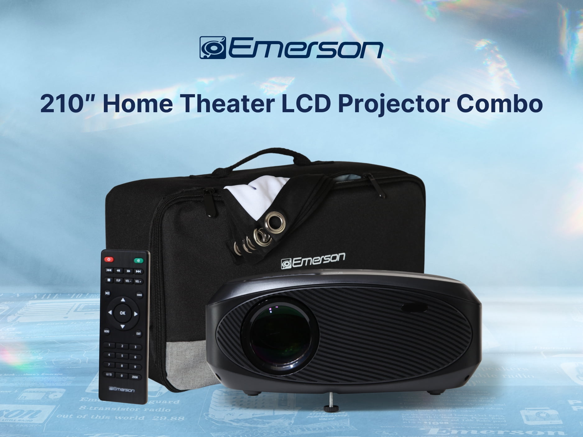 Emerson EVP-3002C 210″ Home Theater LCD Projector Combo, Black