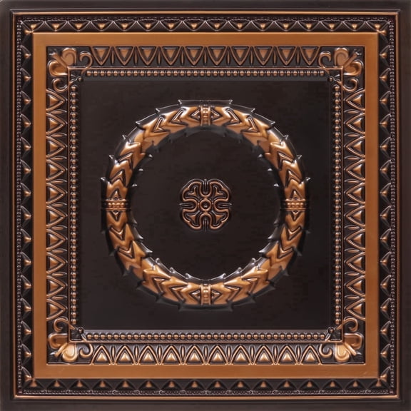 210-Laurel Wreath 2 ft. x 2 ft. PVC Glue-up or Lay-in Ceiling Tile in Antique Copper (100 sq.ft/pack) - 25 Pieces