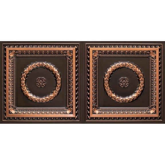 210-Laurel Wreath 2 ft. x 4 ft. PVC Glue-up or Lay-in Ceiling Tile in Antique Copper (200 Sq. ft / Pack) - 25 Pieces