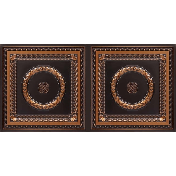 210 - Laurel Wreath 2 ft. x 4 ft. PVC Glue-up or Lay-in Ceiling Tile in Antique Copper (40 sq.ft / Pack) - 10 Pieces