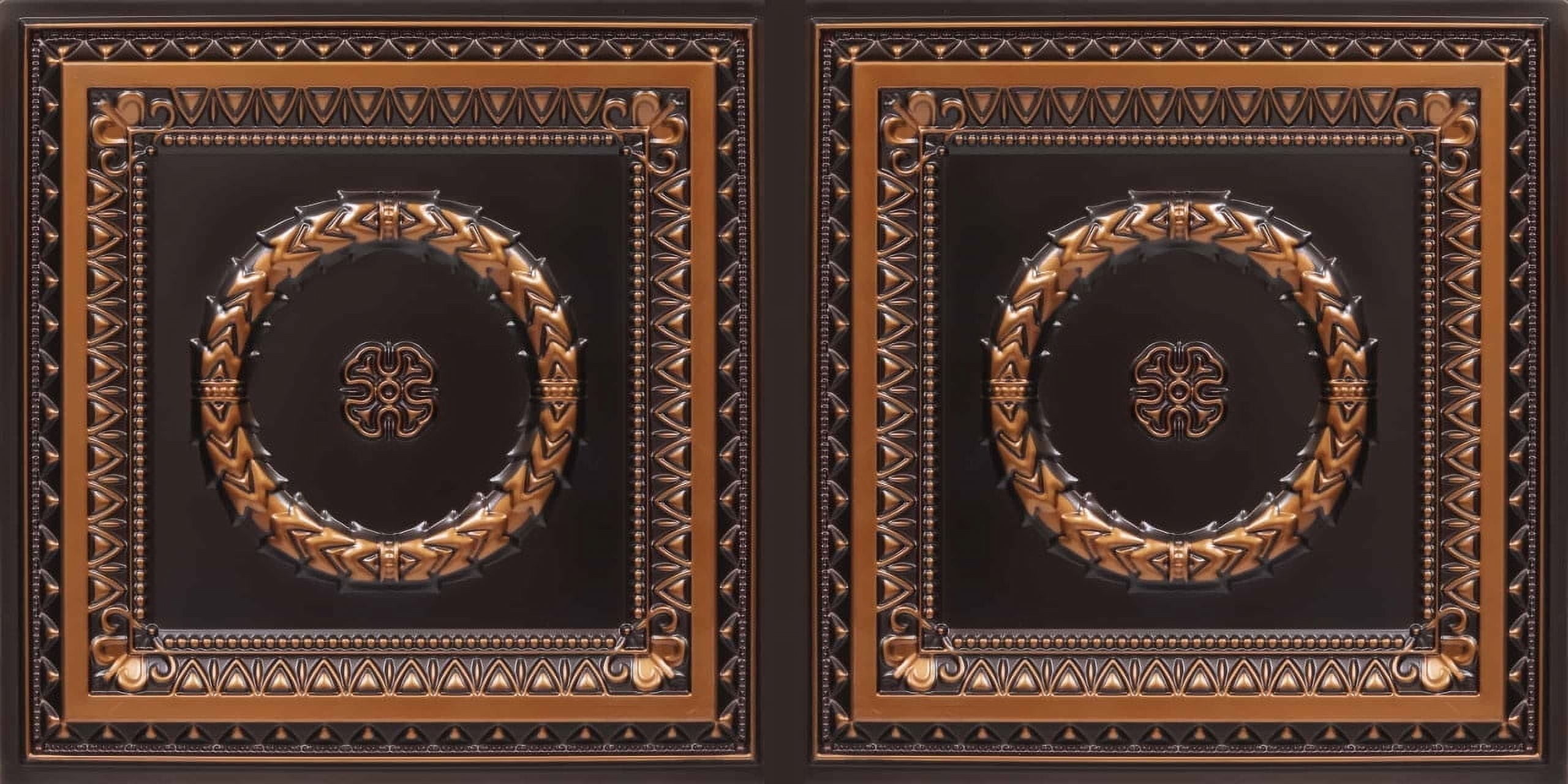 Antique Copper 2' x 4' PVC Laurel Wreath Ceiling Tile