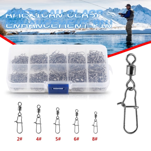 210 PCS Fishing Swivels with Interlock Snap Ball Bearing Swivels Fishing Snap Swivels for Saltwater Freshwater