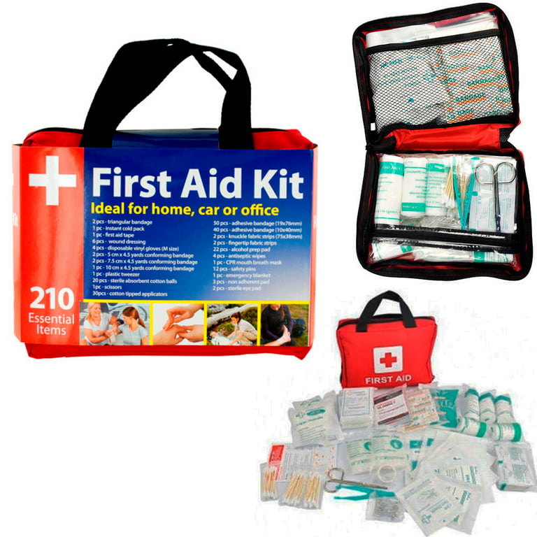 210 Pc First Aid Kit Bag Travel Camping Sport Medical Emergency
