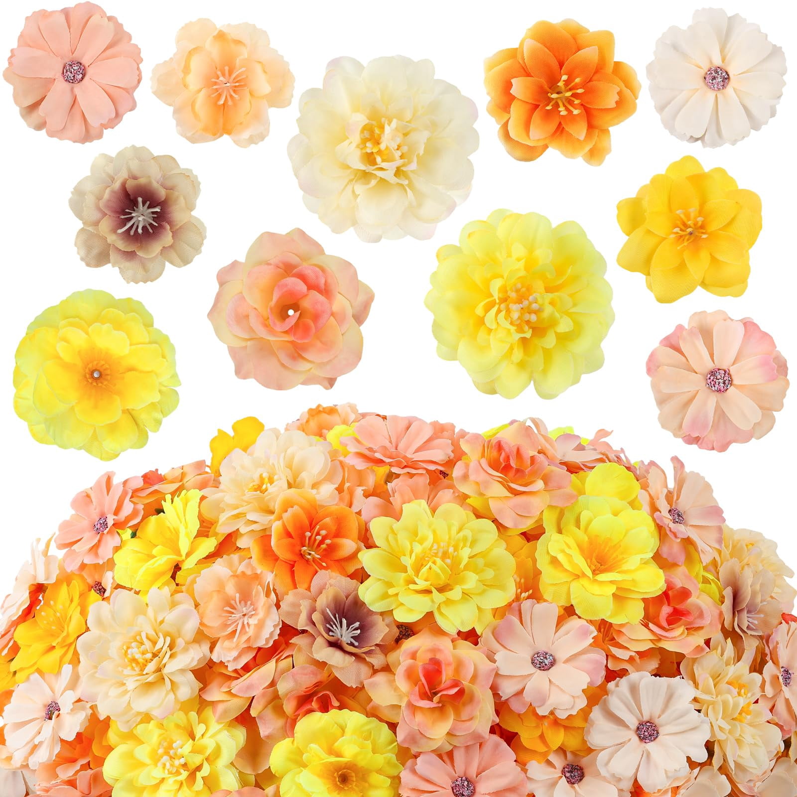 210 Pcs Mini Silk Flower Heads Small Fake Rose Daisy Faux Flowers Bulk ...