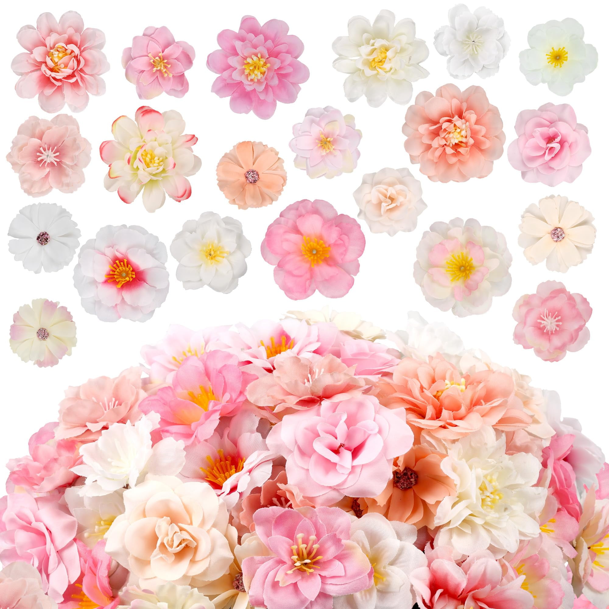 210 Pcs Mini Silk Flower Heads Small Fake Rose Daisy Faux Flowers Bulk ...